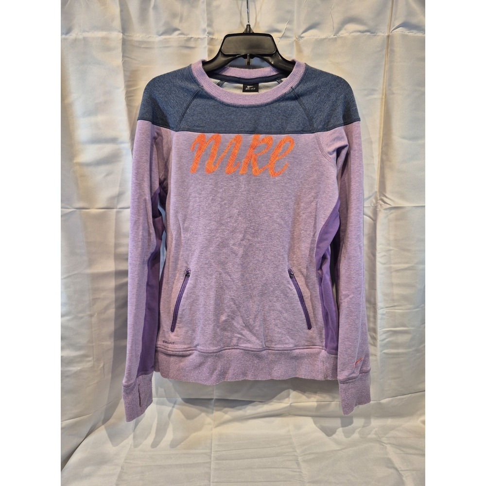 Nike Sweatshirt Womens Large Purple‎ Colorblock Crew Neck Pullover 438567-063